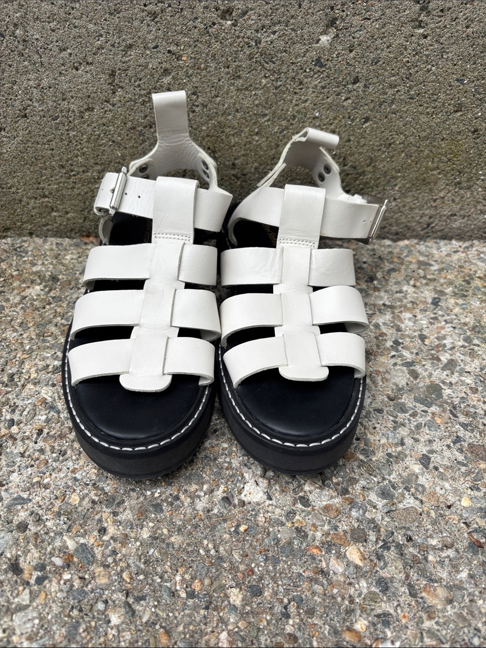 & Other Stories Chunky Gladiator White Leather Sandals Size 37EU
